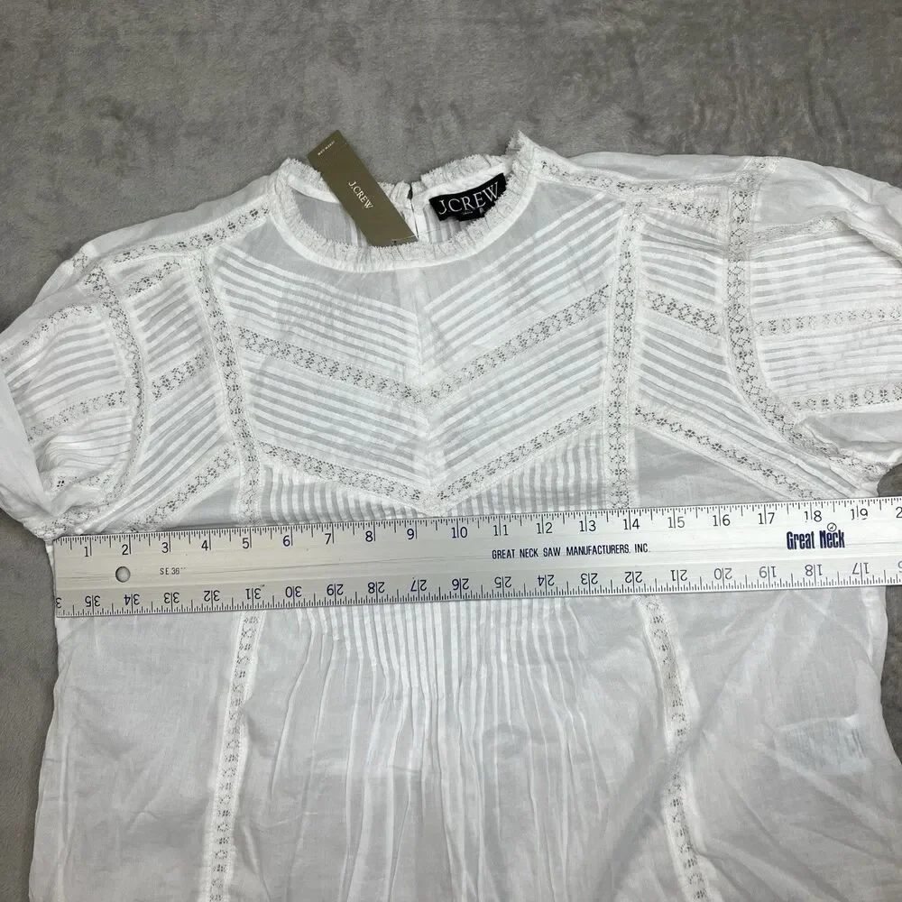 Madewell Pintuck Lace Blouse White Long Sleeve Equestrian Preppy‎ Top Womens M